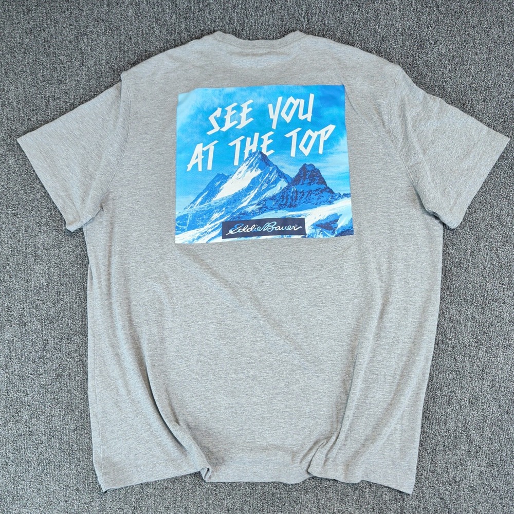 Eddie Bauer See You At The Top Mountain Graphic Shirt Mens XXL Gray Cotton Blend — photo 2